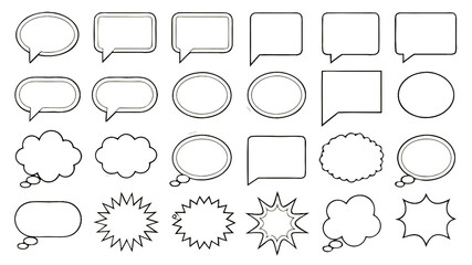 Fototapeta premium Set of 24 Comic Speech and Thought Bubbles in Various Styles