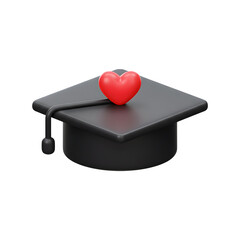 3D Plastic Graduation Cap with Heart Symbol Icon for Teachers’ Day Celebration