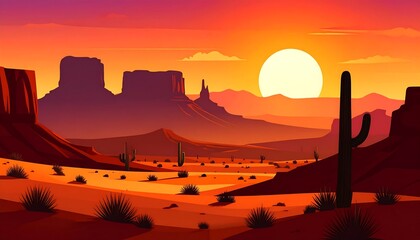 Desert landscape at sunrise