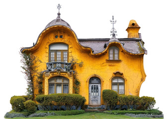 PNG Whimsical yellow fairytale house
