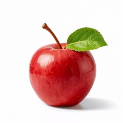 red apple with leaf