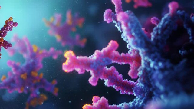 Microscopic view of antibody or virus moving in bloodstream