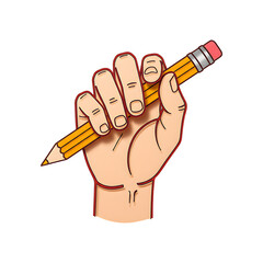 Paper cutout hand holding pencil symbolizing teacher empowerment and creativity