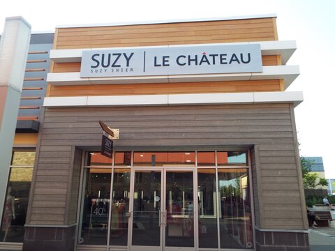 Kanata, ON, Canada, June 15, 2025: The front of a conjoined &ldquo;Suzy Shier and Le Ch&acirc;teau store&rdquo; at 8555 Campeau Dr. Suite 780.