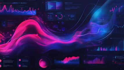 Abstract futuristic data analysis displaying charts and graphs - Powered by Adobe