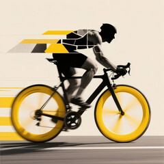 Naklejka premium cyclist on the road