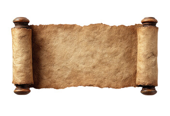 Antique scroll of parchment,  aged and  unwritten.  Wooden rollers