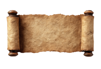 Antique scroll of parchment,  aged and  unwritten.  Wooden rollers