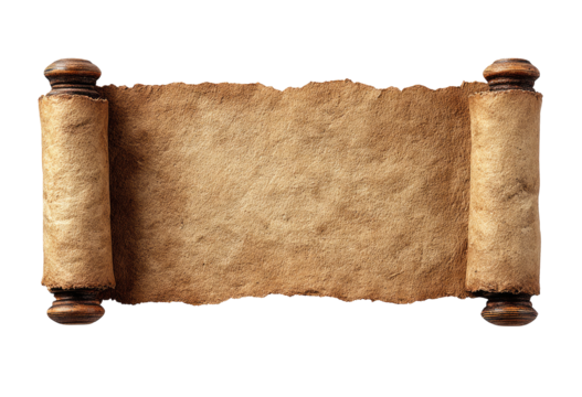 Antique scroll of parchment,  aged and  unwritten.  Wooden rollers