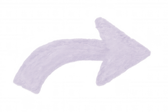 White chalk-drawn arrow directing rightward, transparent backdrop highlighting navigational graphic design element