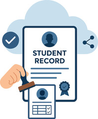 Vector of cloud-based academic transcripts Illustration