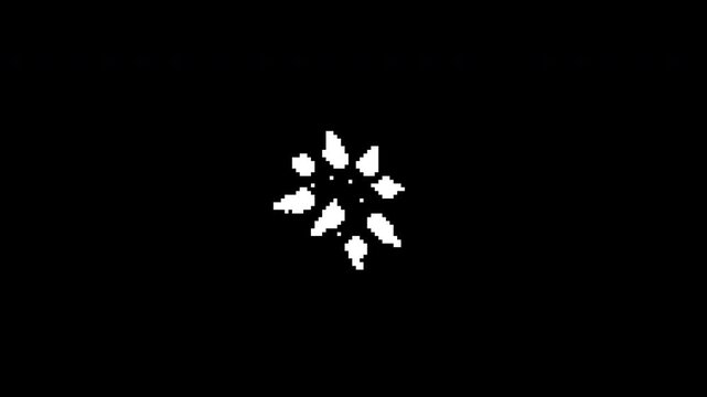 8-bit pixel art animation of an explosion expanding in a circular pattern, with alpha channel for motion graphics frames. pixelated footage. 