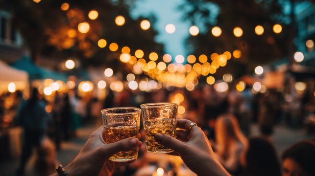 Ansto&szlig;en mit Gl&auml;sern auf einem Sommerfest