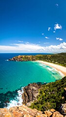 Fototapeta premium Coastal vista with turquoise water and white sand