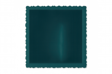 Decorative teal frame featuring delicate scalloped edges, lending refined elegance against transparent background