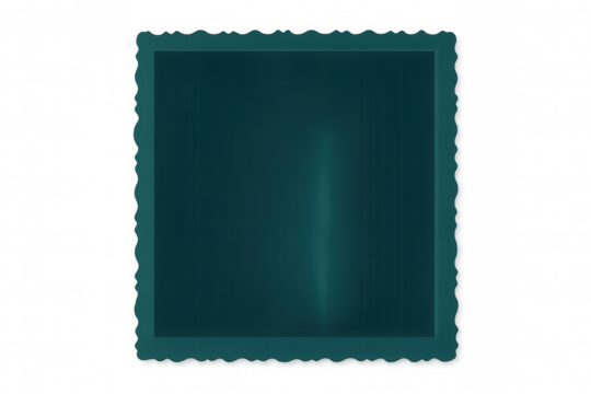 Decorative teal frame featuring delicate scalloped edges, lending refined elegance against transparent background