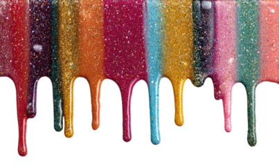 Dripping, colorful, glittery streaks of paint