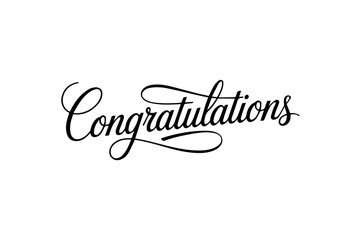 Fototapeta premium Congratulations Typography Vector Line Art Illustration with Decorative Floral Elements on White Background