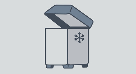 Modern freezer chest with open lid and snowflake symbol, perfect for cool storage concepts.