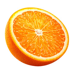 Fresh Half Orange Fruit on Transparent Background