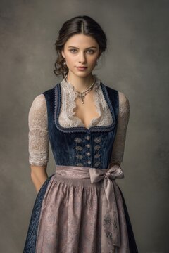 Festliches Samtdirndl in Dunkelblau mit Spitze