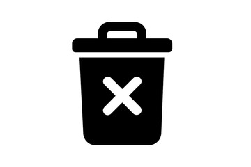 Black silhouette of a trash can with a prohibited symbol, symbolizing waste management and recycling efforts