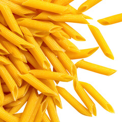 Golden Penne Pasta CloseUp View of Delicious Italian Cuisine isolated on transparent background