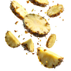 Delicious Pineapple Slices Juicy Tropical Fruit Photography for Food Blogs and Culinary Websites isolated on transparent background