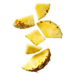 Pineapple Chunks Fresh Cut Pieces Tropical Fruit Vibrant Yellow Culinary Ingredient Food Photography Juicy Pineapple Delicious Recipe Inspiration isolated on transparent background
