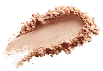 Light peach-toned powder makeup, swirled and dispersed