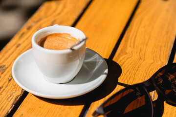 Freshly Brewed Espresso in White Cup
