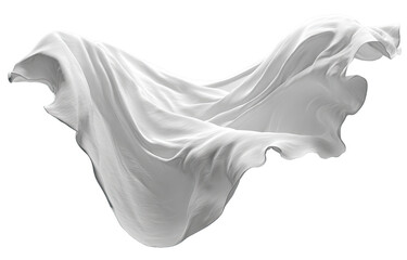 White fabric, flowing in a dynamic arc