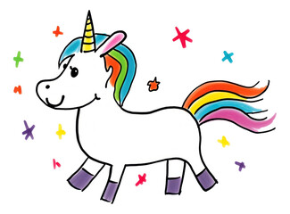 Fototapeta premium PNG Unicorn livestock drawing cartoon.