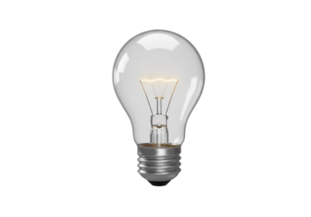 Classic incandescent light bulb isolated on transparent background