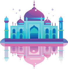 Illustration of the taj mahal in bright colors