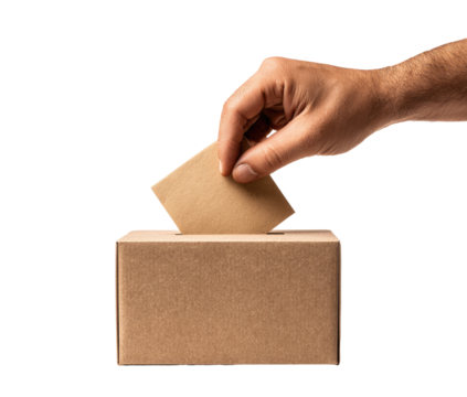 A hand inserts a ballot into a cardboard box (3)