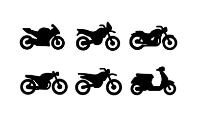 Set of motorcycle and scooter silhouettes for design projects