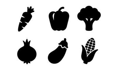 Silhouette icons of vegetables including carrot and broccoli