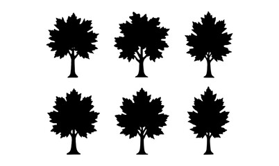 Collection of tree silhouettes featuring diverse deciduous shapes