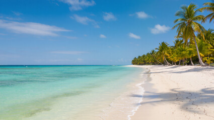 tropical beach with palm trees
