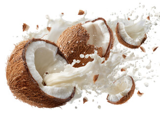 Fresh coconuts in a milk splash (1)