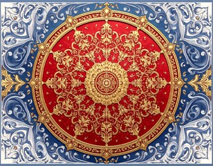 Ornate red & gold circular design