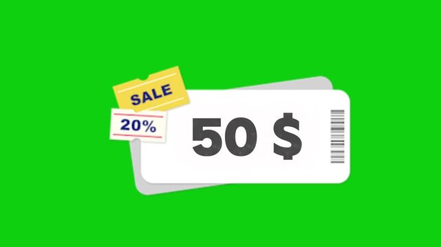 Discount Coupon Code with Sale Animation on a Green Screen