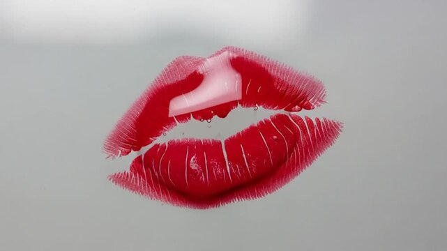 Red lipstick kiss print on a surface