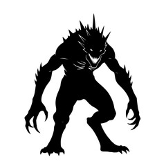 Scary Silhouette Creature with Sharp Claws and Spikes in a Menacing Pose