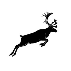 Majestic Antlered Reindeer Leaping Gracefully Through the Air