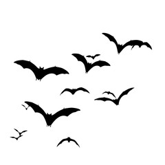 A Mysterious Flock of Bats Soaring Through the Dark Night Sky in a Digital Art Illustration