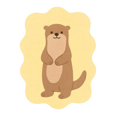 Fototapeta premium PNG Cute otter illustration on yellow.
