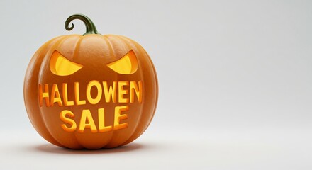 Obraz premium Pumpkin Jack-o'-Lantern: Autumn/Fall Halloween Sale Graphic