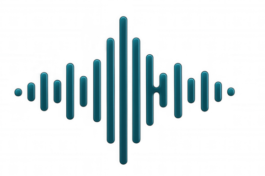 Blue digital audio waveform vibrating, with transparent background, ideal for music and sound related projects